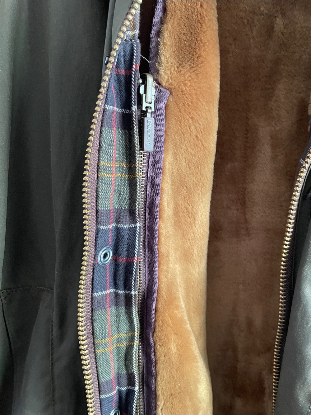 Barbour Olive Green Classic Beaufort Field Jacket with Warm Pile Lining - Picture 9 of 14